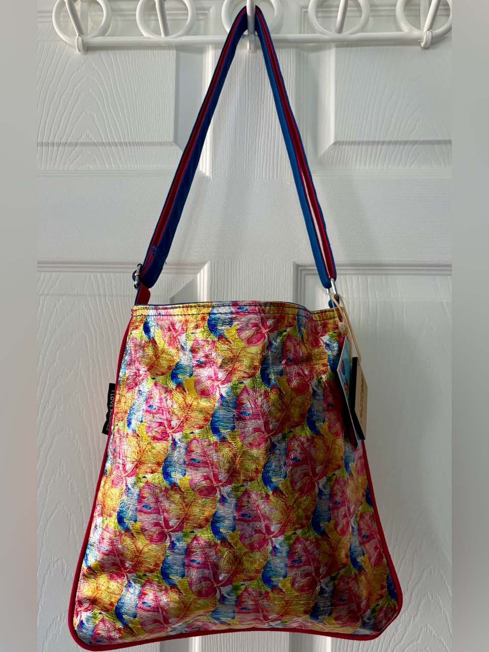 Sun N Sand shoulder crossbody Bag multicolor tropical leaf adjustable strap NEW